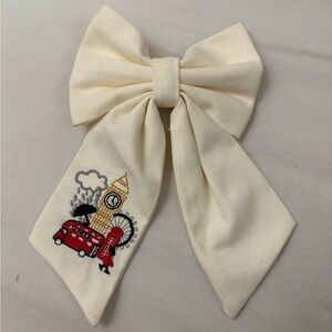 London UK souvenir white embroidered bow perfect for the Anglophile in your life